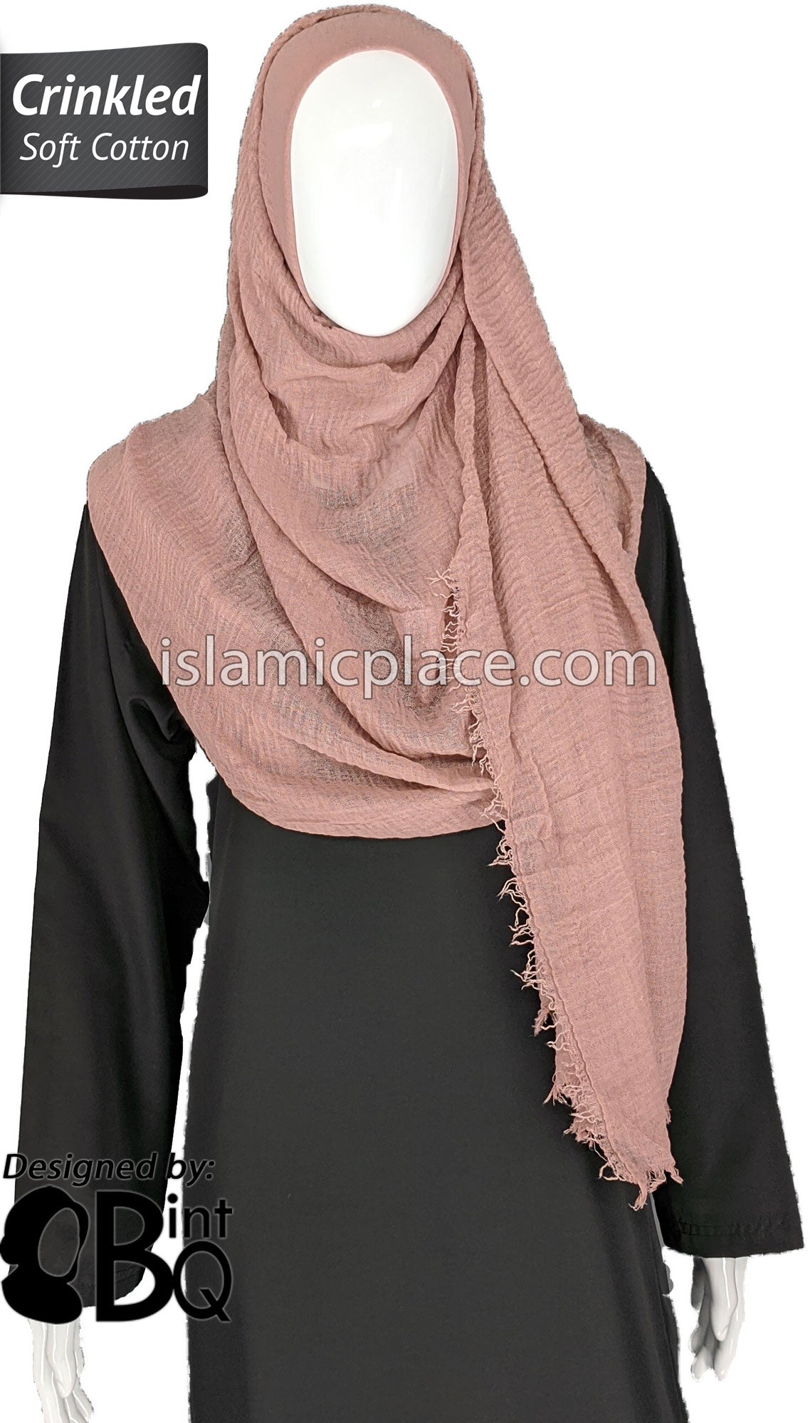 Dusty Rose - Plain Soft Crinkle Cotton Shayla Long Rectangle Hijab 36"x72"