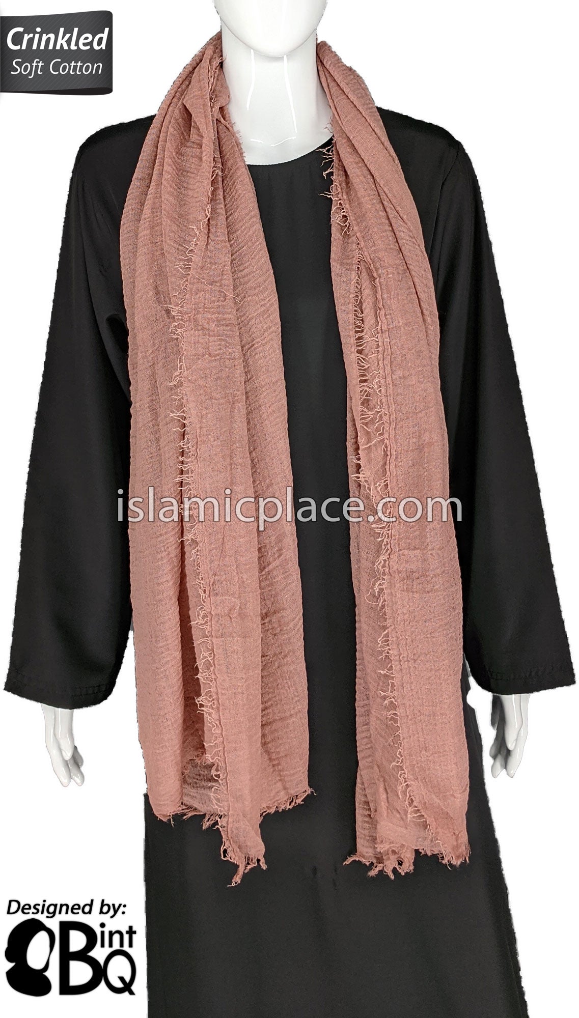 Dusty Rose - Plain Soft Crinkle Cotton Shayla Long Rectangle Hijab 36"x72"
