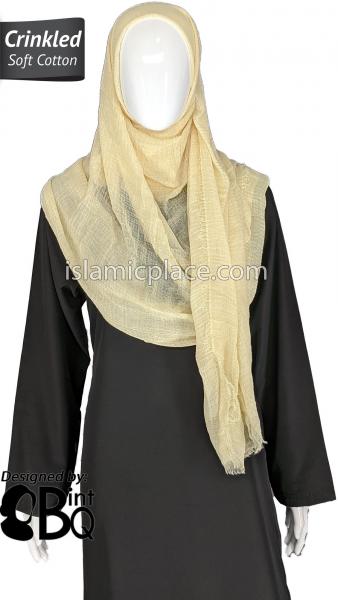 Cream - Plain Soft Crinkle Cotton Shayla Long Rectangle Hijab 36"x72"