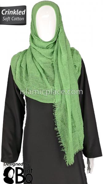 Mint Green - Plain Soft Crinkle Cotton Shayla Long Rectangle Hijab 36"x72"