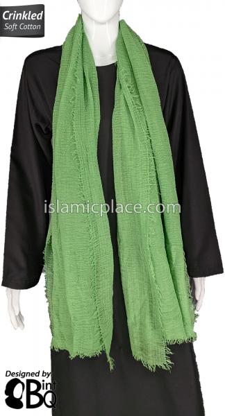 Mint Green - Plain Soft Crinkle Cotton Shayla Long Rectangle Hijab 36"x72"
