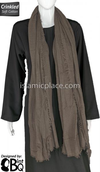 Bark - Plain Soft Crinkle Cotton Shayla Long Rectangle Hijab 36"x72"
