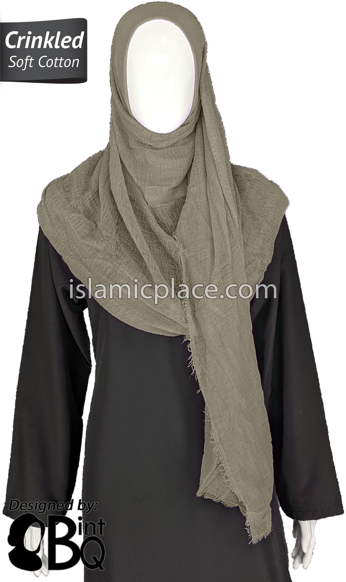 Fossil Gray - Plain Soft Crinkle Cotton Shayla Long Rectangle Hijab 36"x72"