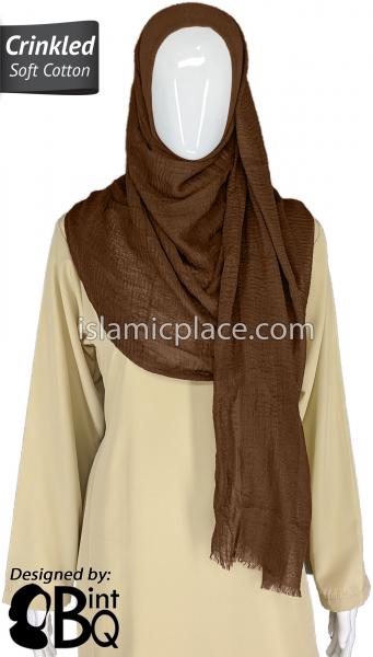 Peanut Brown - Plain Soft Crinkle Cotton Shayla Long Rectangle Hijab 36&quot;x72&quot;