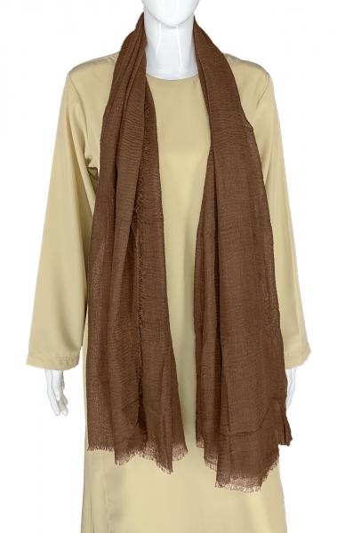 Peanut Brown - Plain Soft Crinkle Cotton Shayla Long Rectangle Hijab 36"x72"