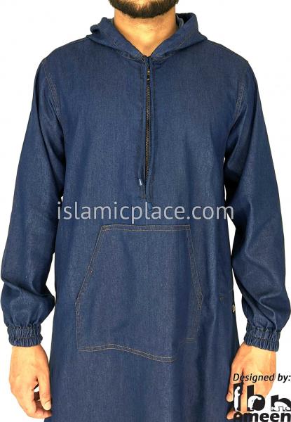 Blue Denim - Men Hoodie Thob by Ibn Ameen - IA5