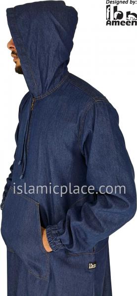 Blue Denim - Men Hoodie Thob by Ibn Ameen - IA5