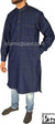 Blue Denim - Men Saudi Ad-Daffah Plain Kameez by Ibn Ameen