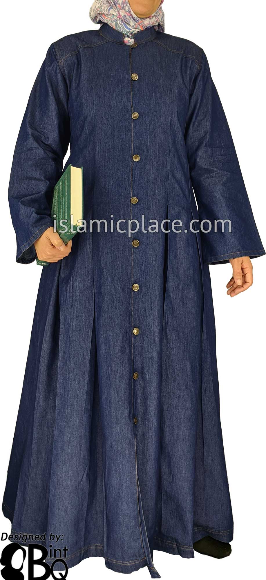 Blue Denim - Nasirah Line of Buttons Style Abaya by BintQ - BQ282