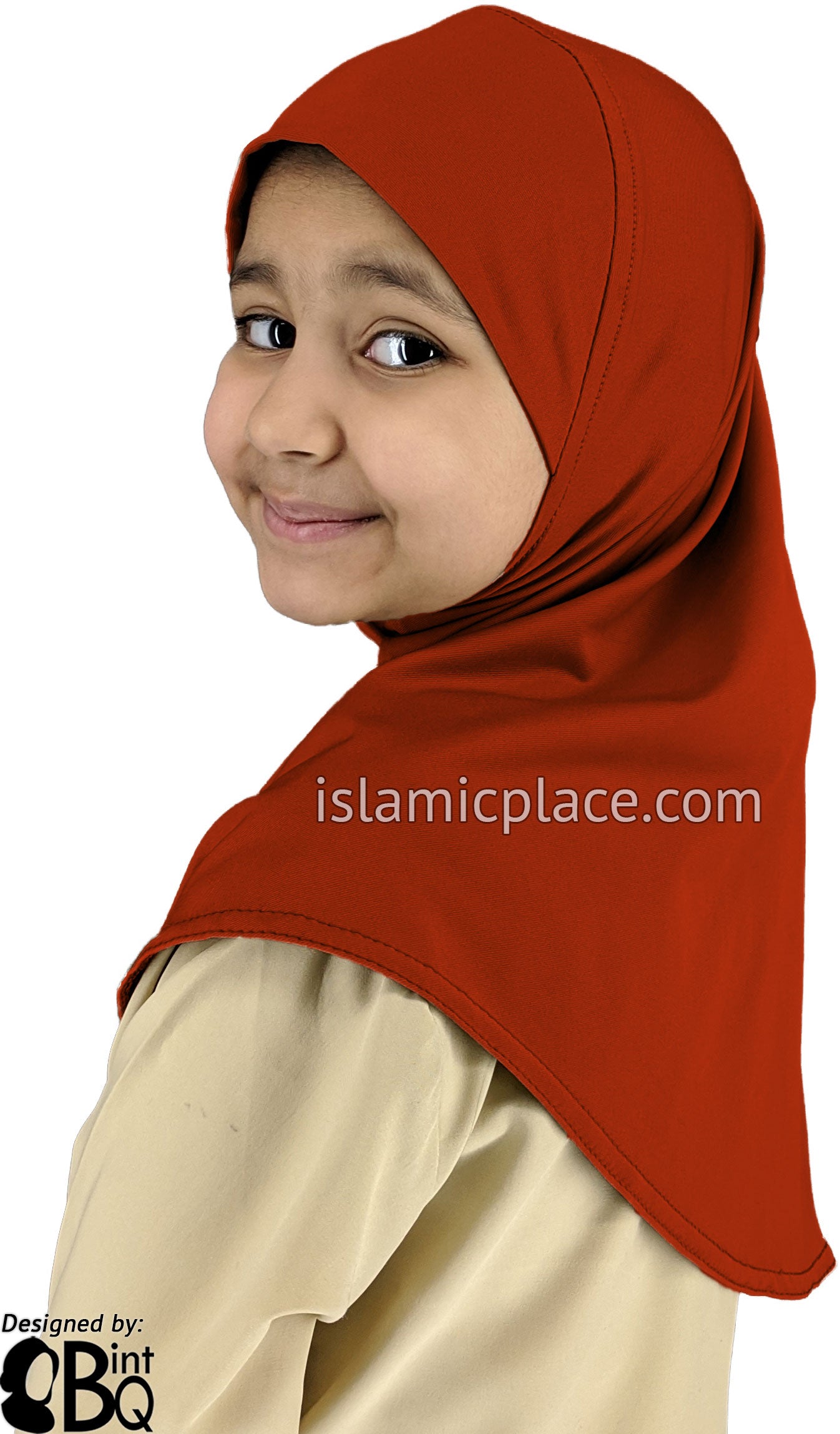 Rust - Luxurious Lycra Hijab Al-Amira - Girl size (1-piece)