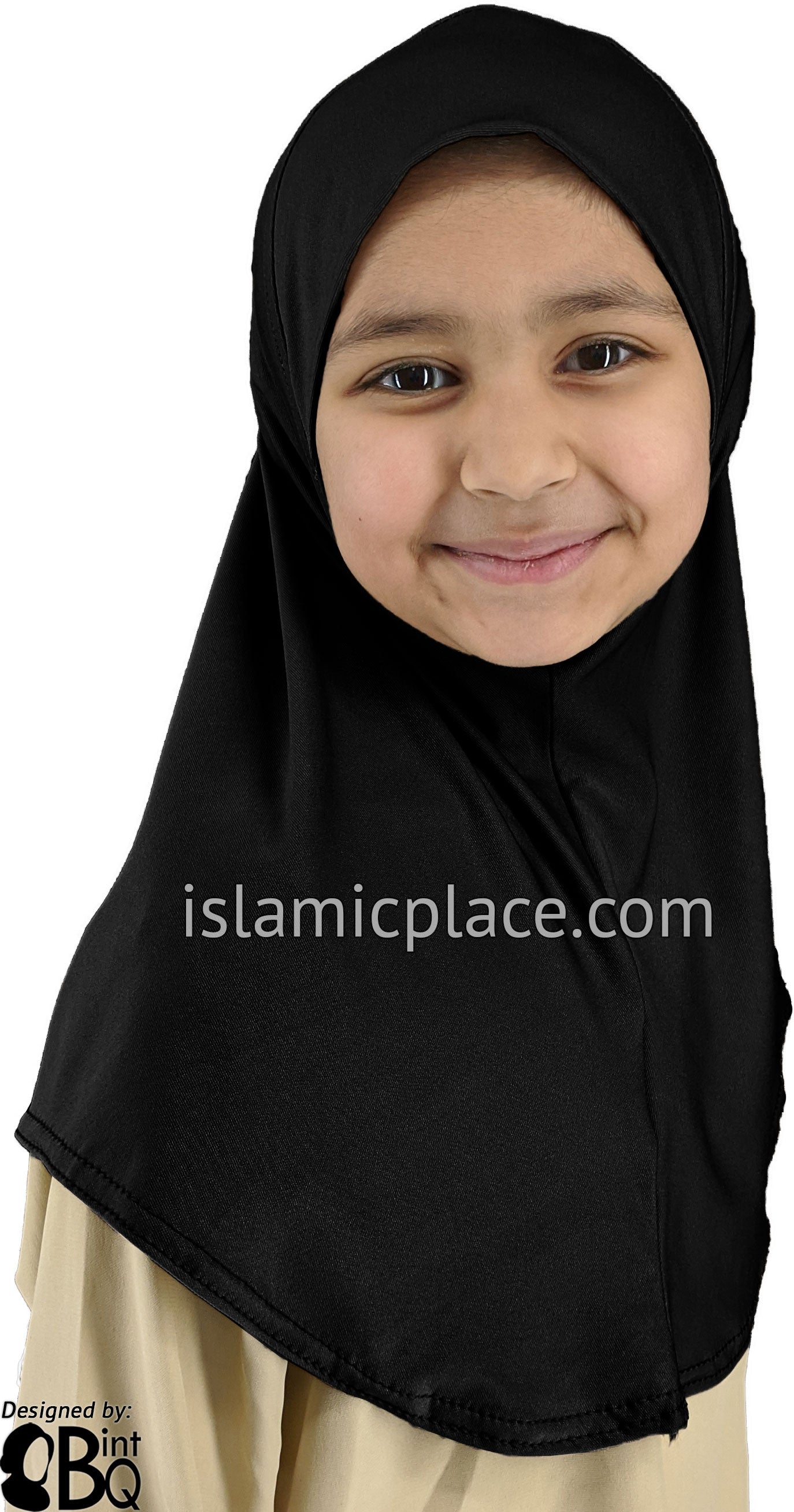 Black - Luxurious Lycra Hijab Al-Amira - Girl size (1-piece)