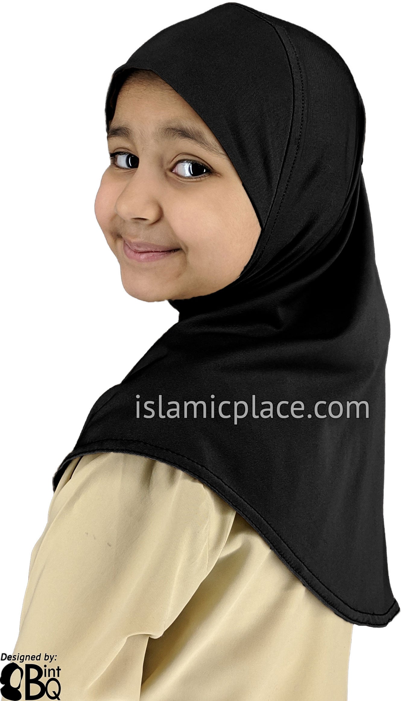 Black - Luxurious Lycra Hijab Al-Amira - Girl size (1-piece)