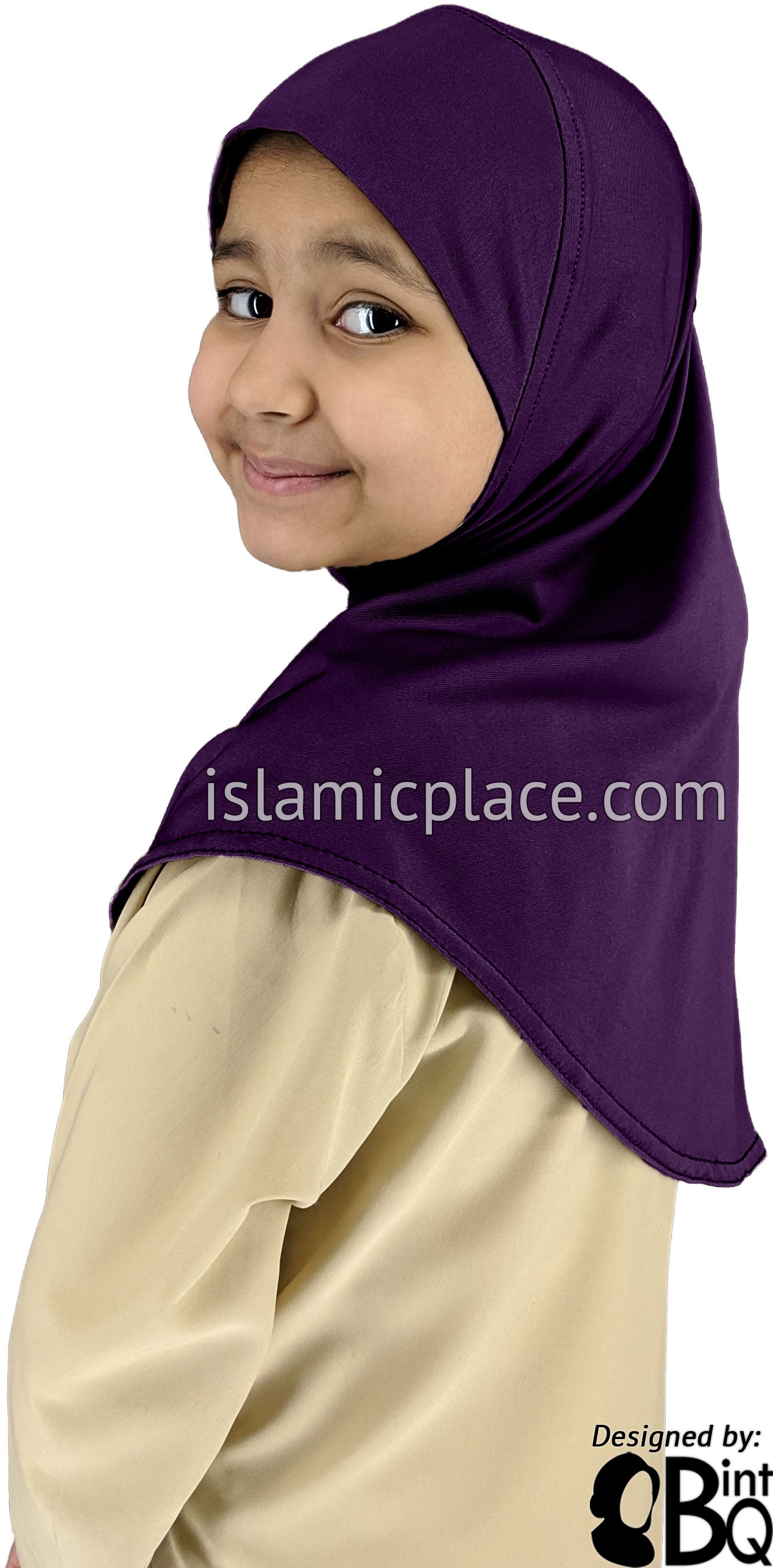 Plum - Luxurious Lycra Hijab Al-Amira - Girl size (1-piece)