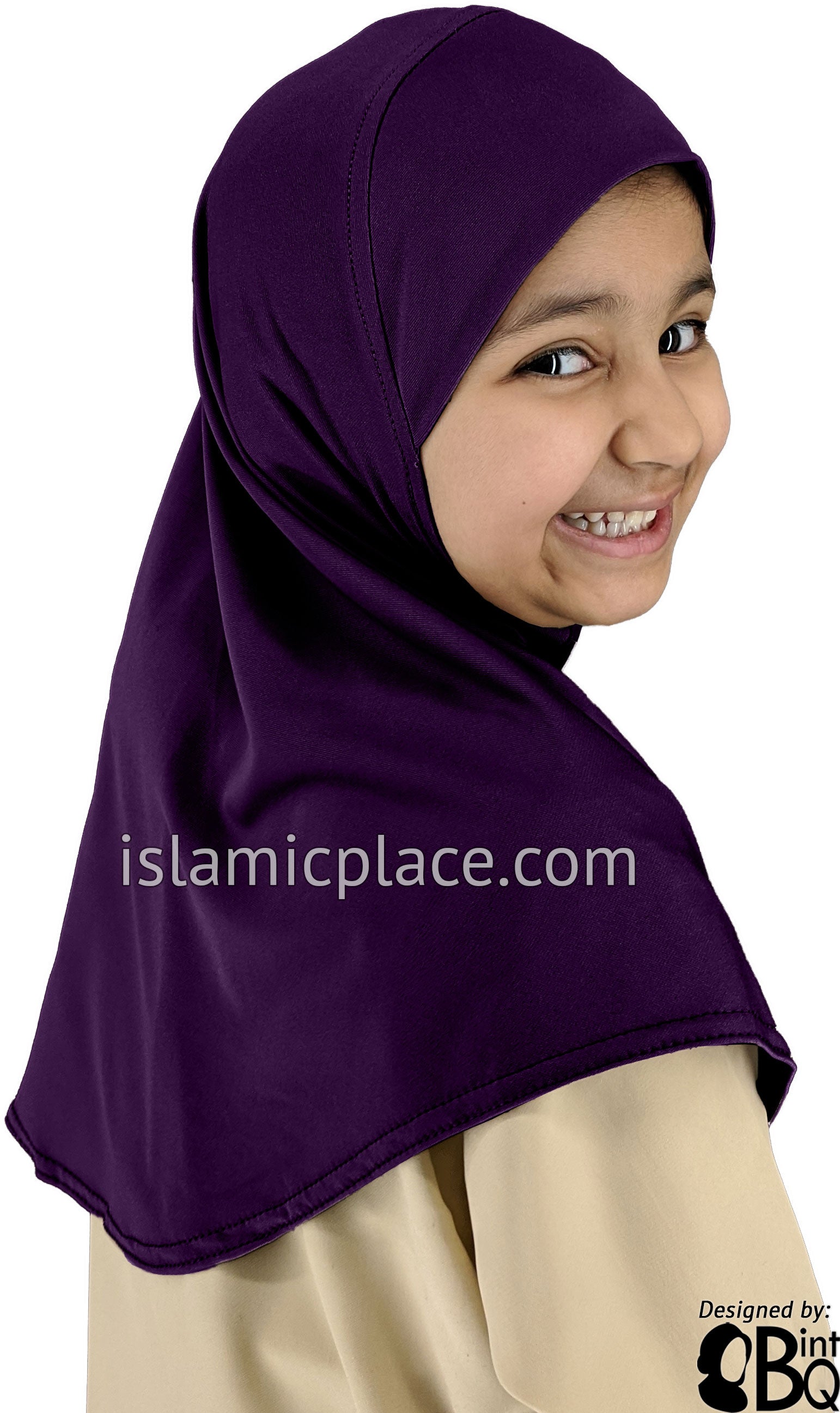 Plum - Luxurious Lycra Hijab Al-Amira - Girl size (1-piece)