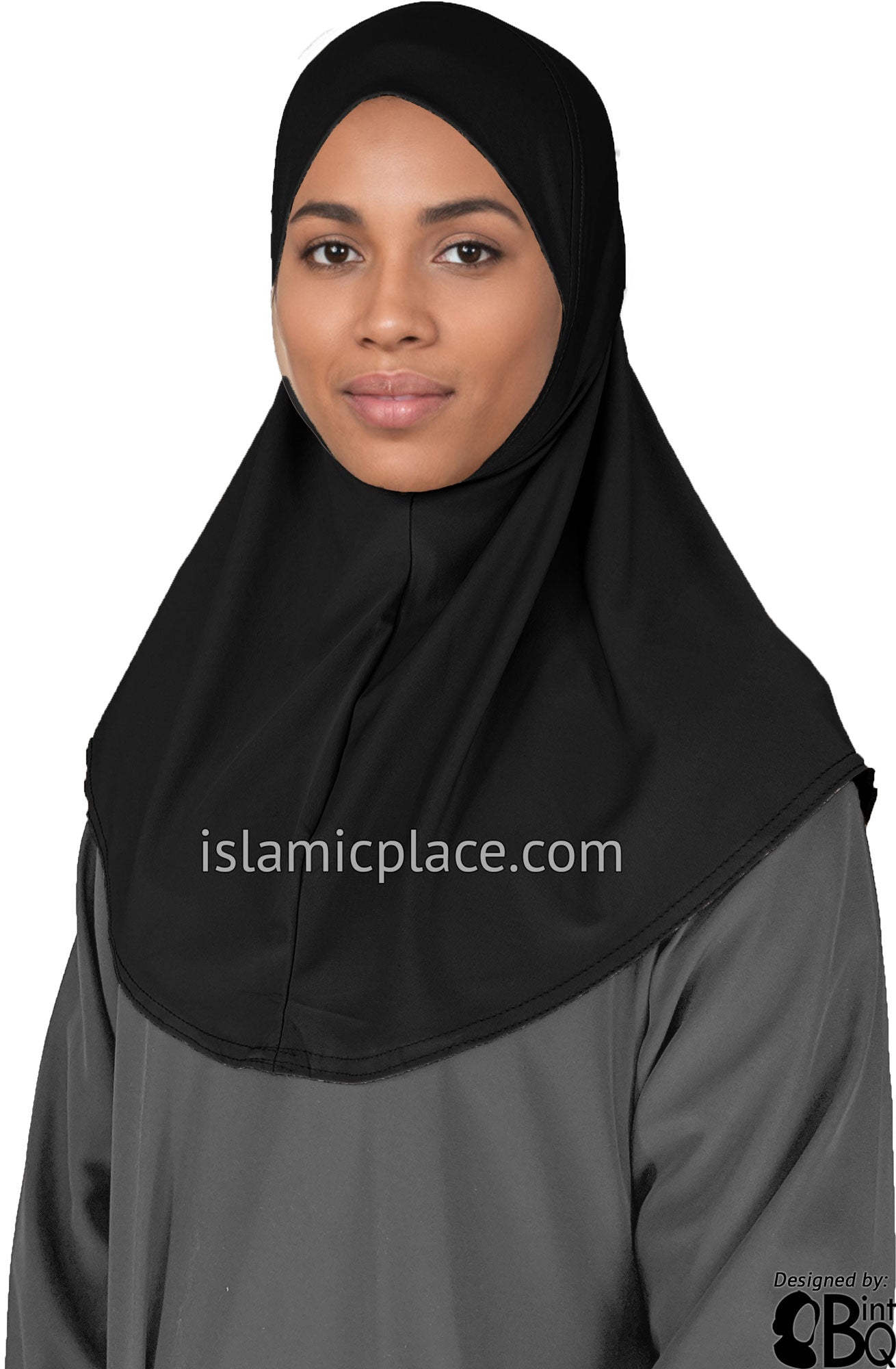 Black - Luxurious Lycra Hijab Al-Amira - Teen to Adult (Large) 1-piece style