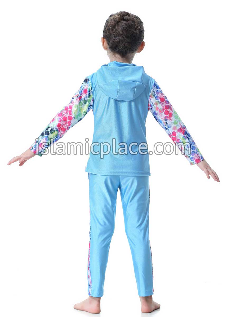 Maillot De Bain Burkini Enfant Fille - Ensemble Manches Longues + Pantalon - Couvrant Et Confortable - Polyester/Spandex - 11