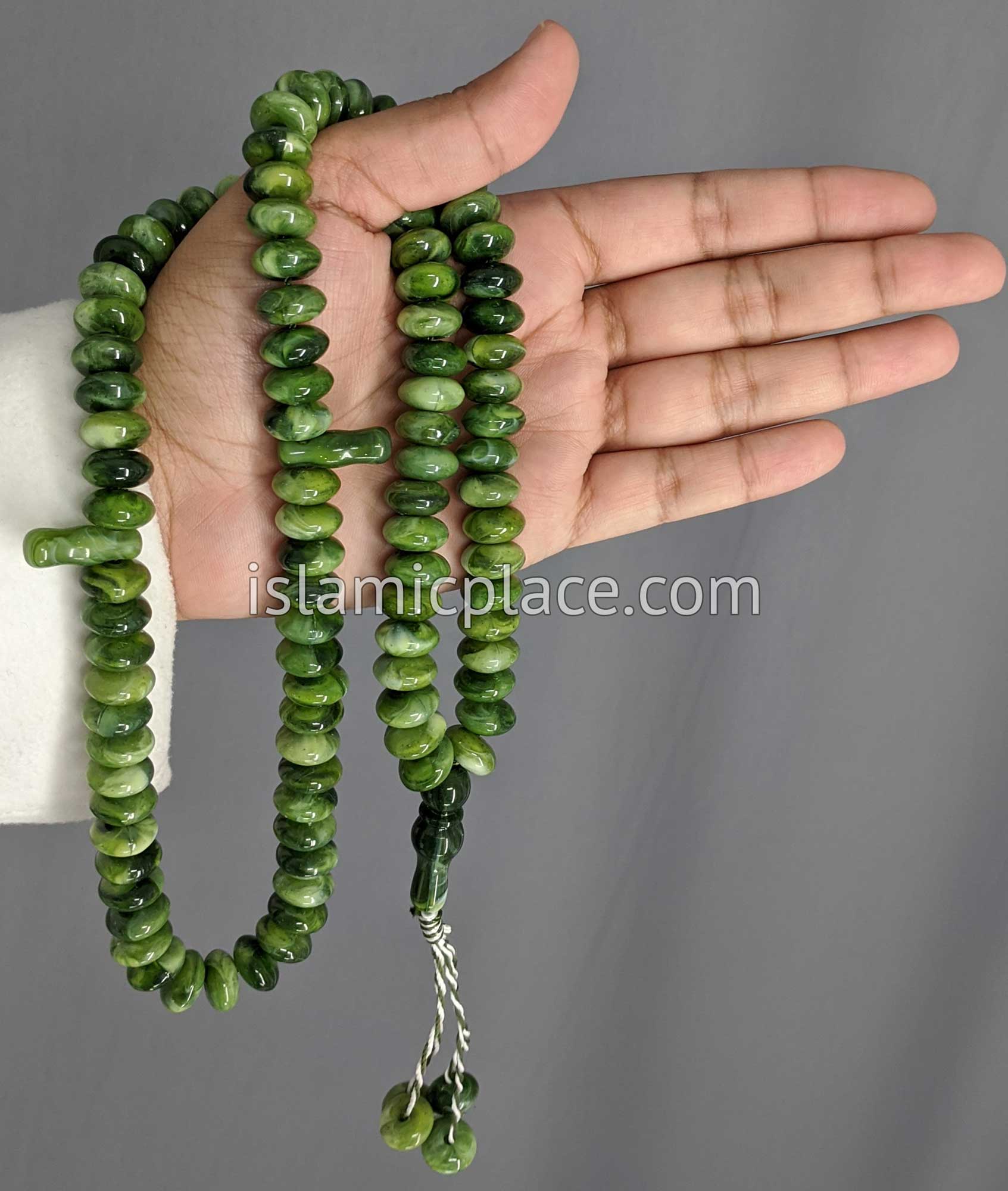 Marble Green - Large Bead Talib Tasbih Prayer Beads