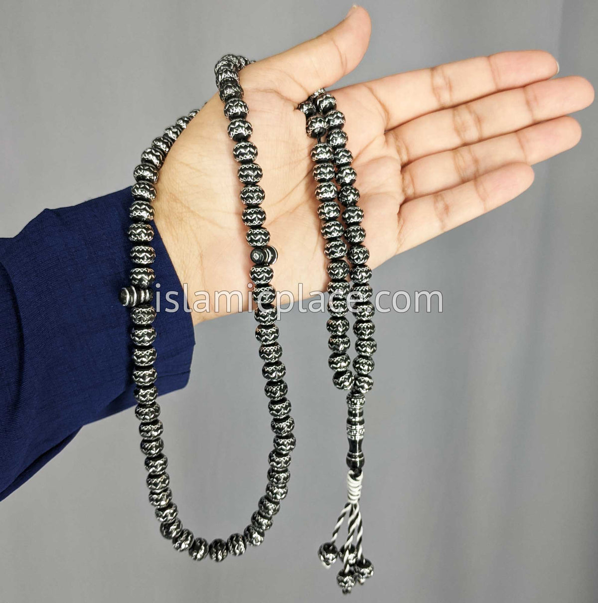 Black - Ornamental Design Tasbih Prayer Beads