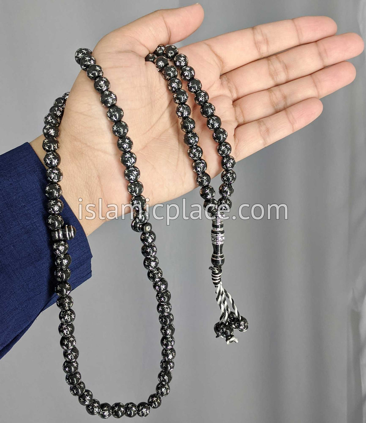 Black - Stars Design Tasbih Prayer Beads