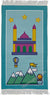 Teal Blue - Masjid Design Prayer Rug with Three Bright Stars (Junior Size)