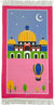 Pink - Masjid Design Prayer Rug with a Crescent Moon (Junior Size)