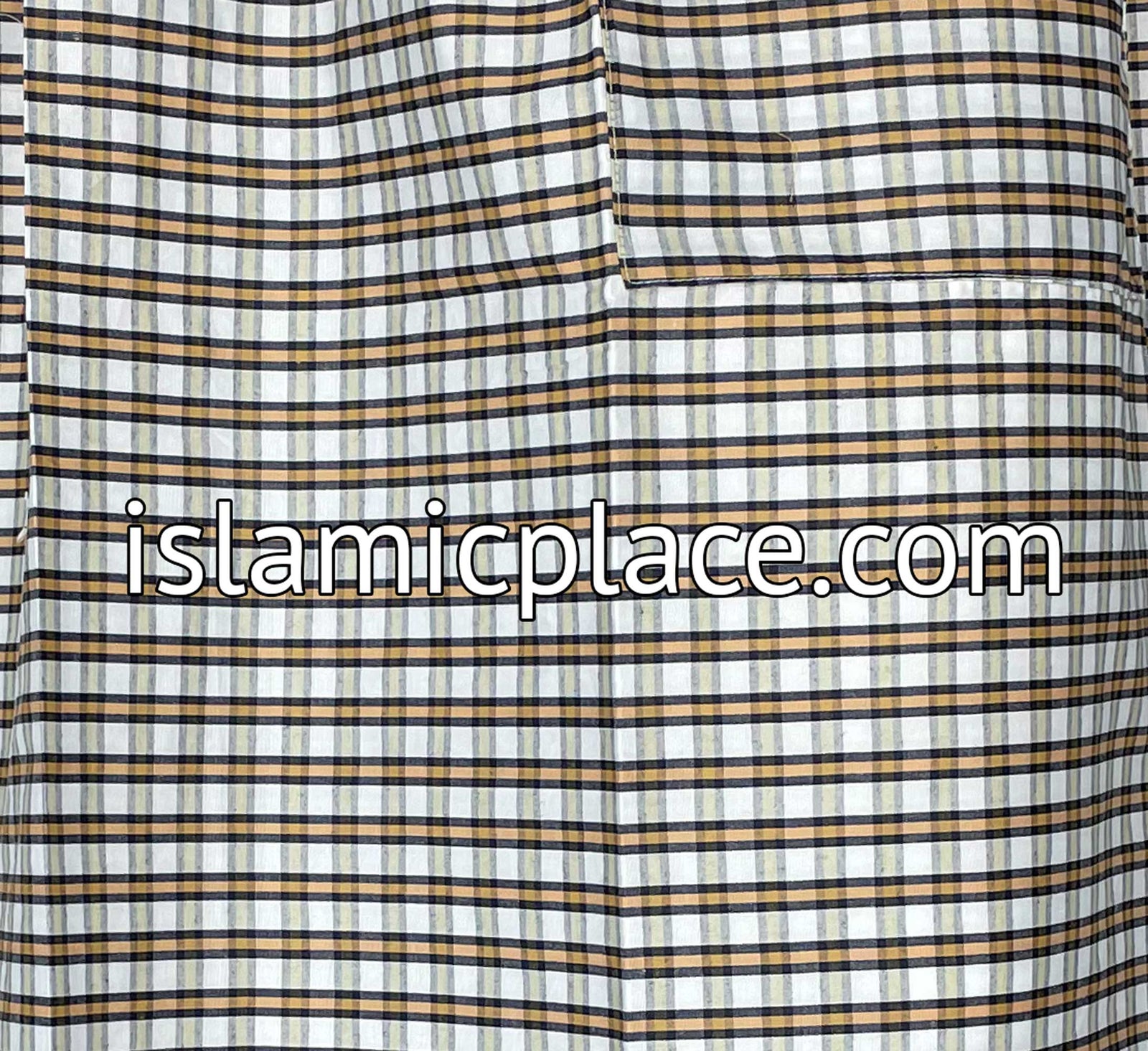 White, Black, Coral and Light Green - Plaid Design Men Lungi Izar
