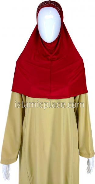 Red - Festive Hijab Al-Amira Teen to Adult (Large) - Design 6