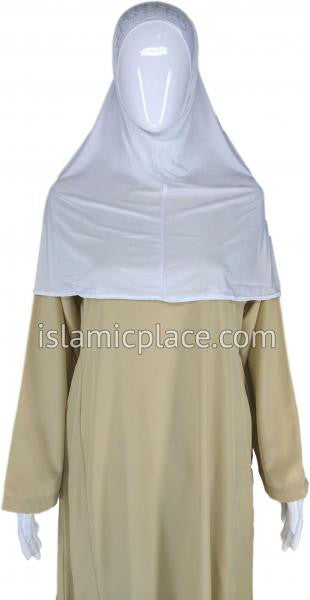 White - Festive Hijab Al-Amira Teen to Adult (Large) - Design 6