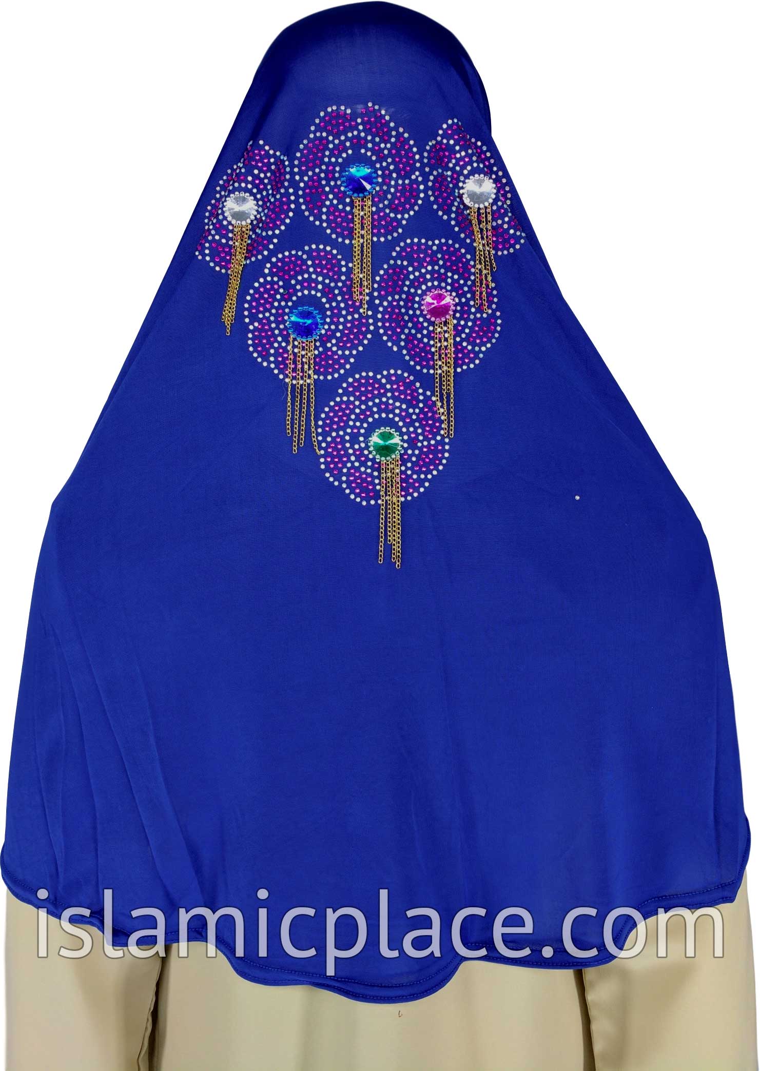 Cobalt Blue - Festive Hijab Al-Amira Teen to Adult (Large) - Design 6