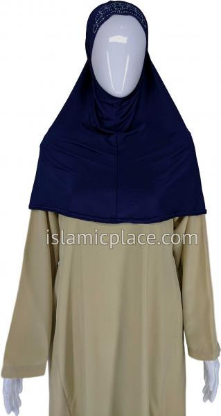 Navy Blue - Festive Hijab Al-Amira Teen to Adult (Large) - Design 6