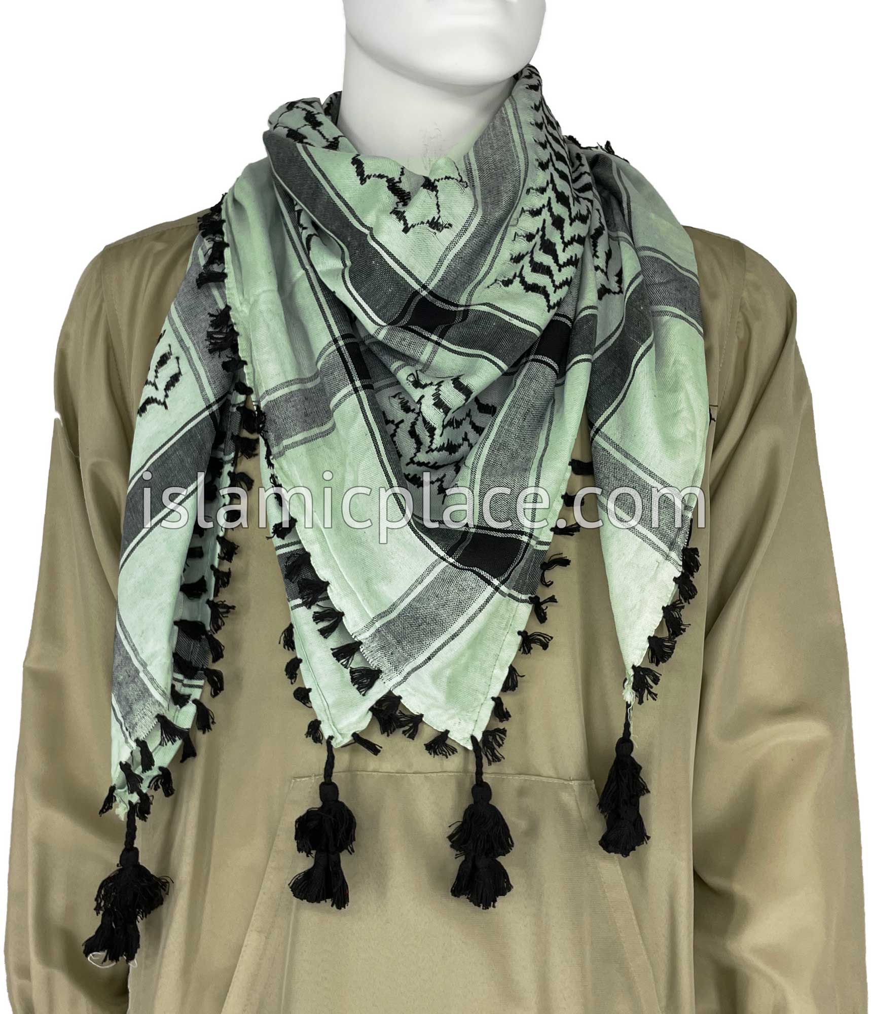 Mint Green and Black - Traditional Style Men Scarf Kifaya