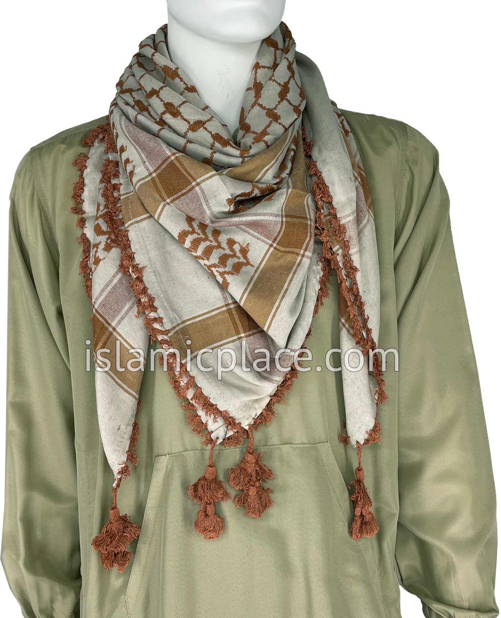 Slate Gray and Rust - Traditional Style Men Scarf Kifaya