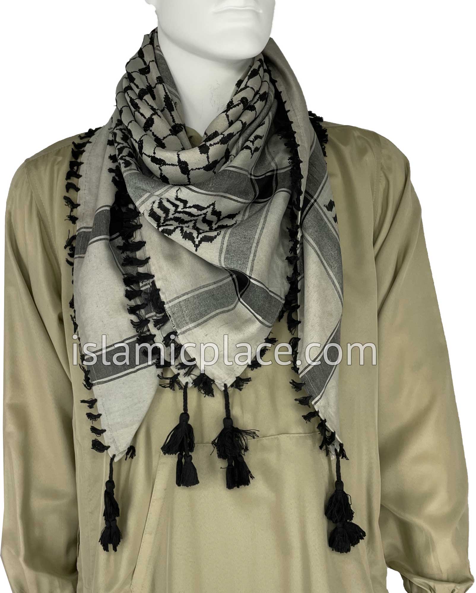 Antique Gray and Black - Traditional Style Men Scarf Kifaya
