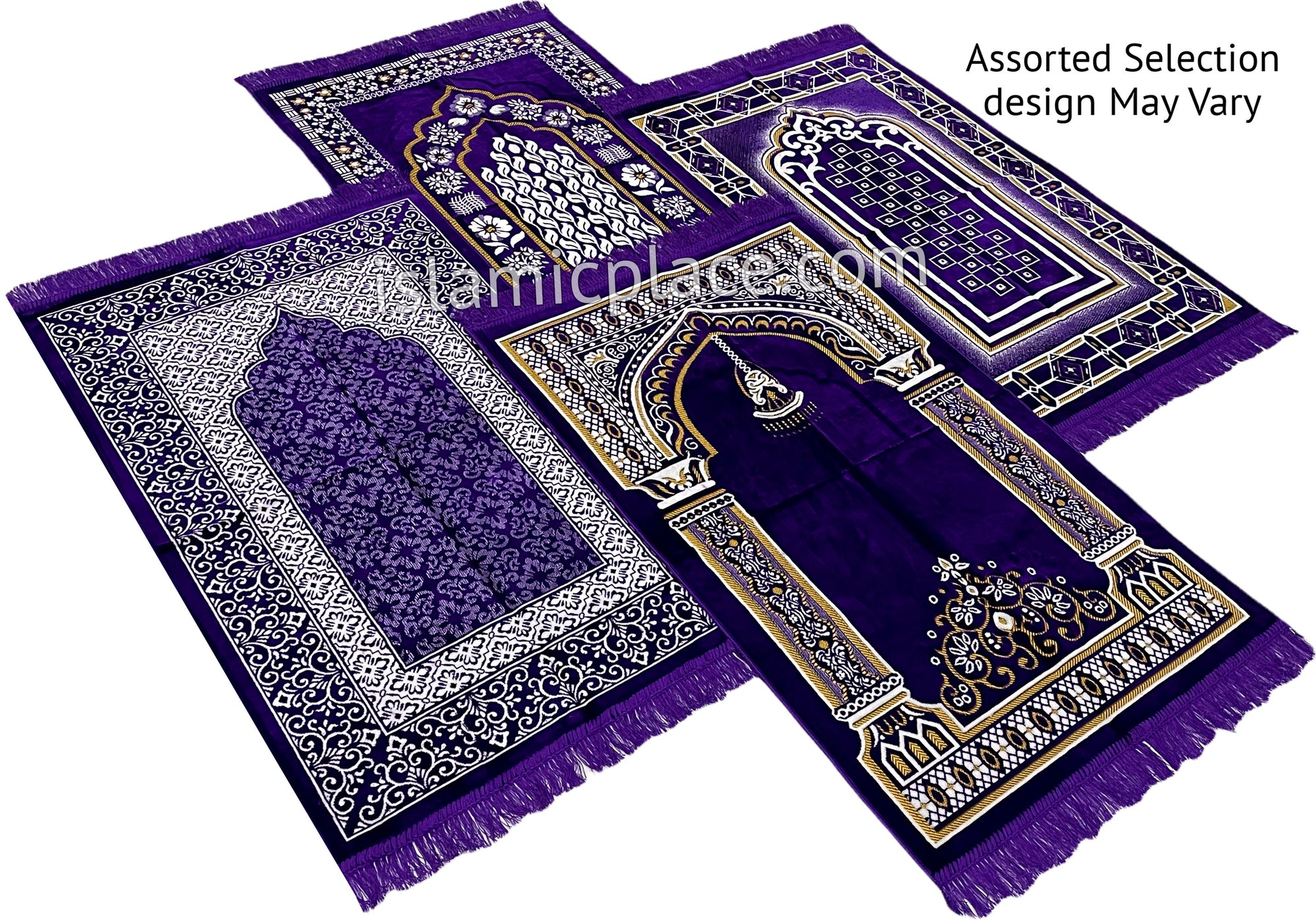 Purple - Thick Velvet Prayer Rug - Assorted Designs