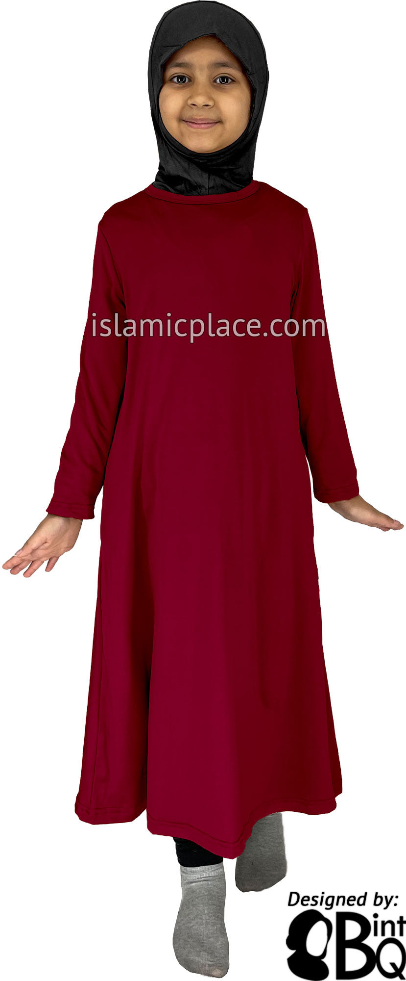 Light Burgundy - Girl's Salima Simply Elegant Basic Abaya by BintQ - The Islamic Place Light Burgundy - Girl's Salima Simply Elegant Basic Abaya by BintQ - The Islamic Place