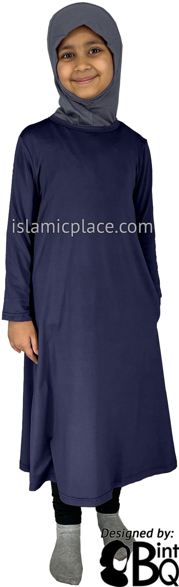 Navy - Girls Salima Simply Elegant Basic Abaya by BintQ Navy - Girls Salima Simply Elegant Basic Abaya by BintQ