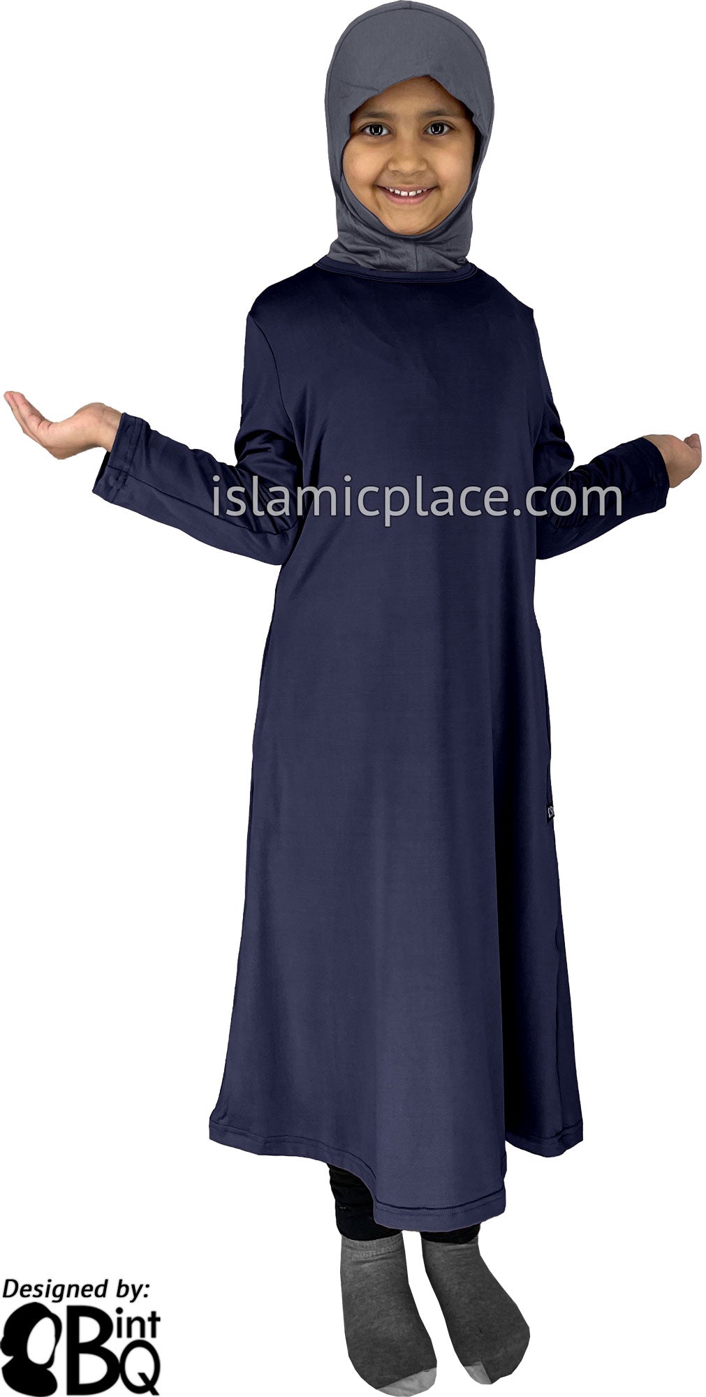 Navy - Girl’s Salima Simply Elegant Basic Abaya by BintQ