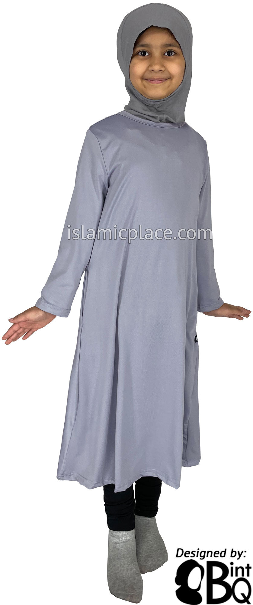 Slate Gray - Girl’s Salima Simply Elegant Basic Abaya by BintQ