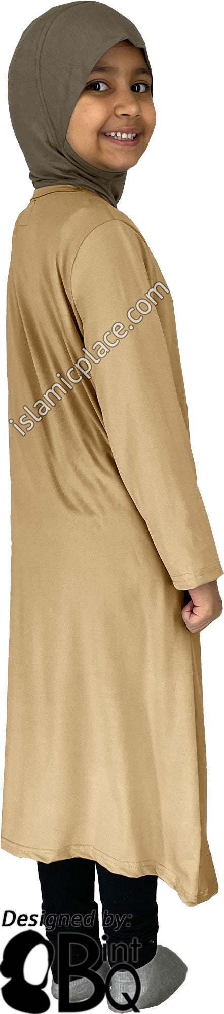 Beige - Girl’s Salima Simply Elegant Basic Abaya by BintQ