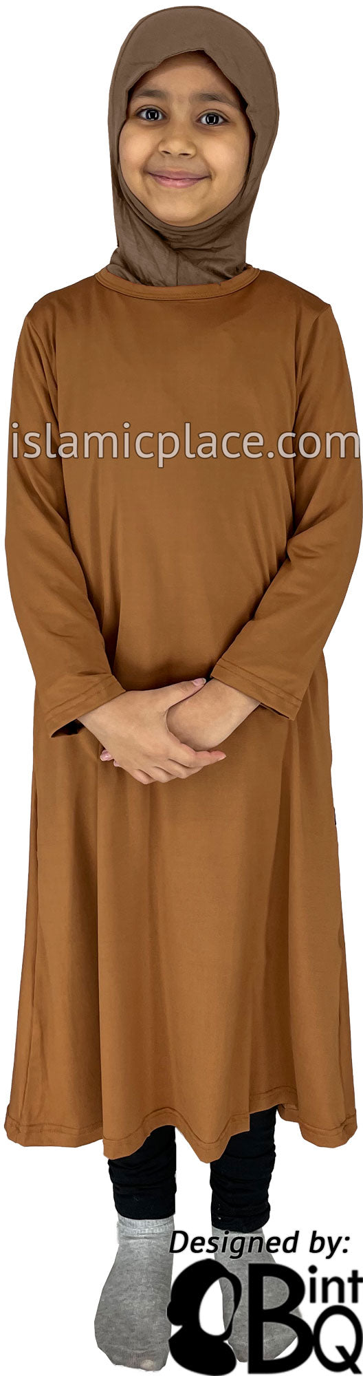 Hazelnut - Girl’s Salima Simply Elegant Basic Abaya by BintQ
