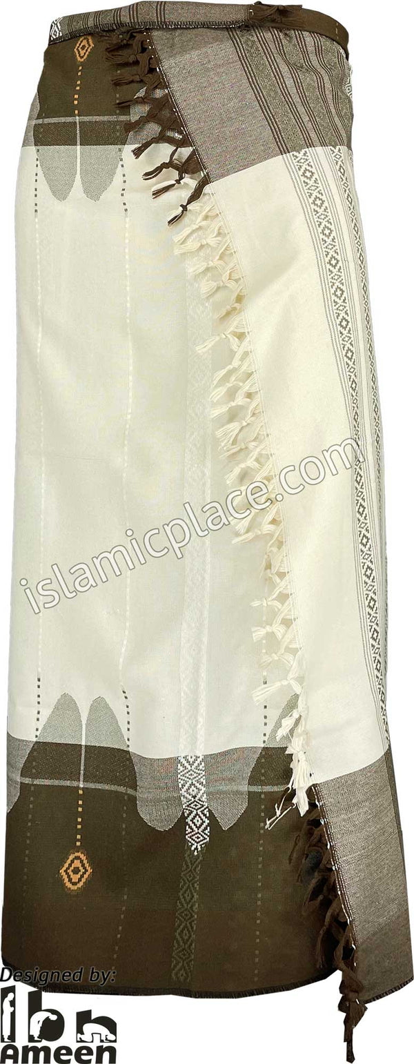 Light Tan and Brown - Wahaab Design Men Yemeni Lungi Izzar - The ...