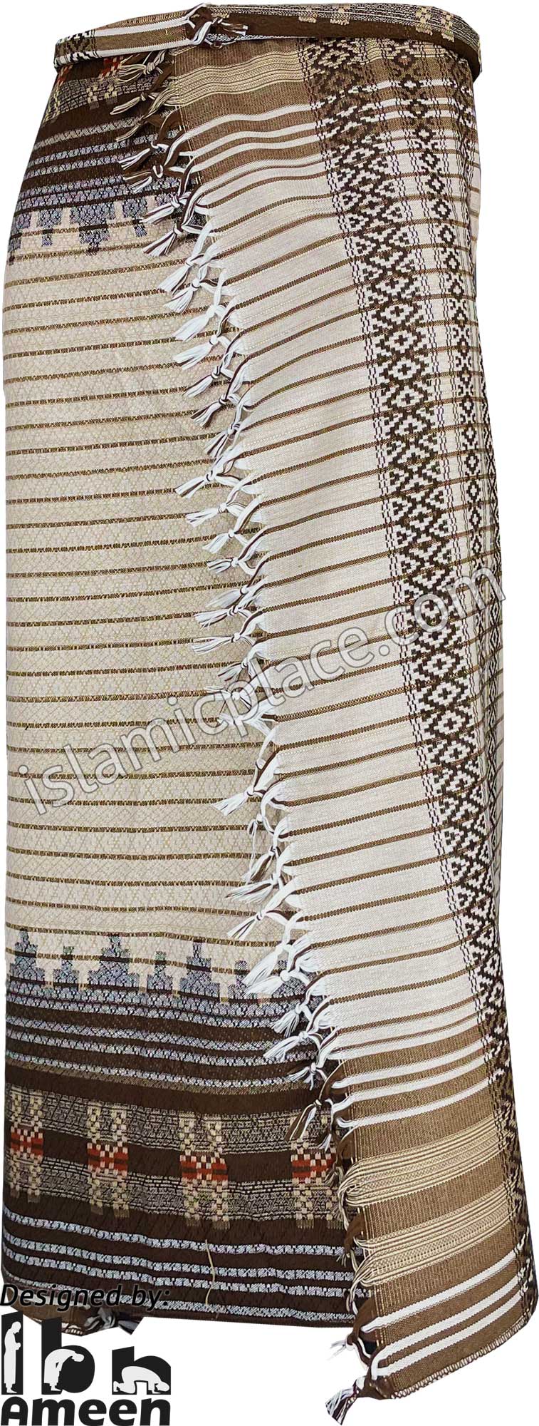 Almond and Brown - Uthman Design Men Yemeni Lungi Izzar