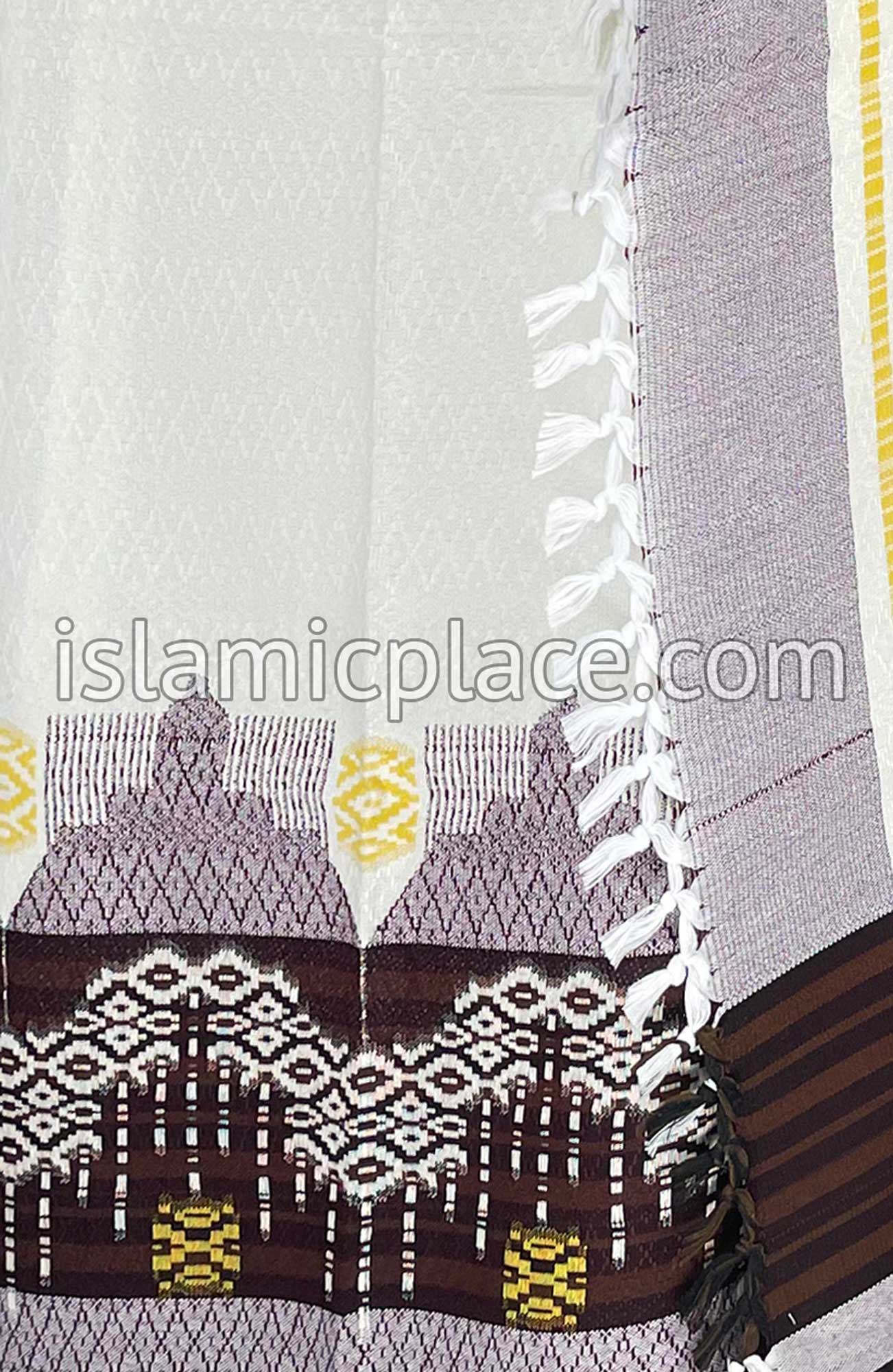 White with Burgundy and Brown - Sufyan Design Men Yemeni Lungi Izzar