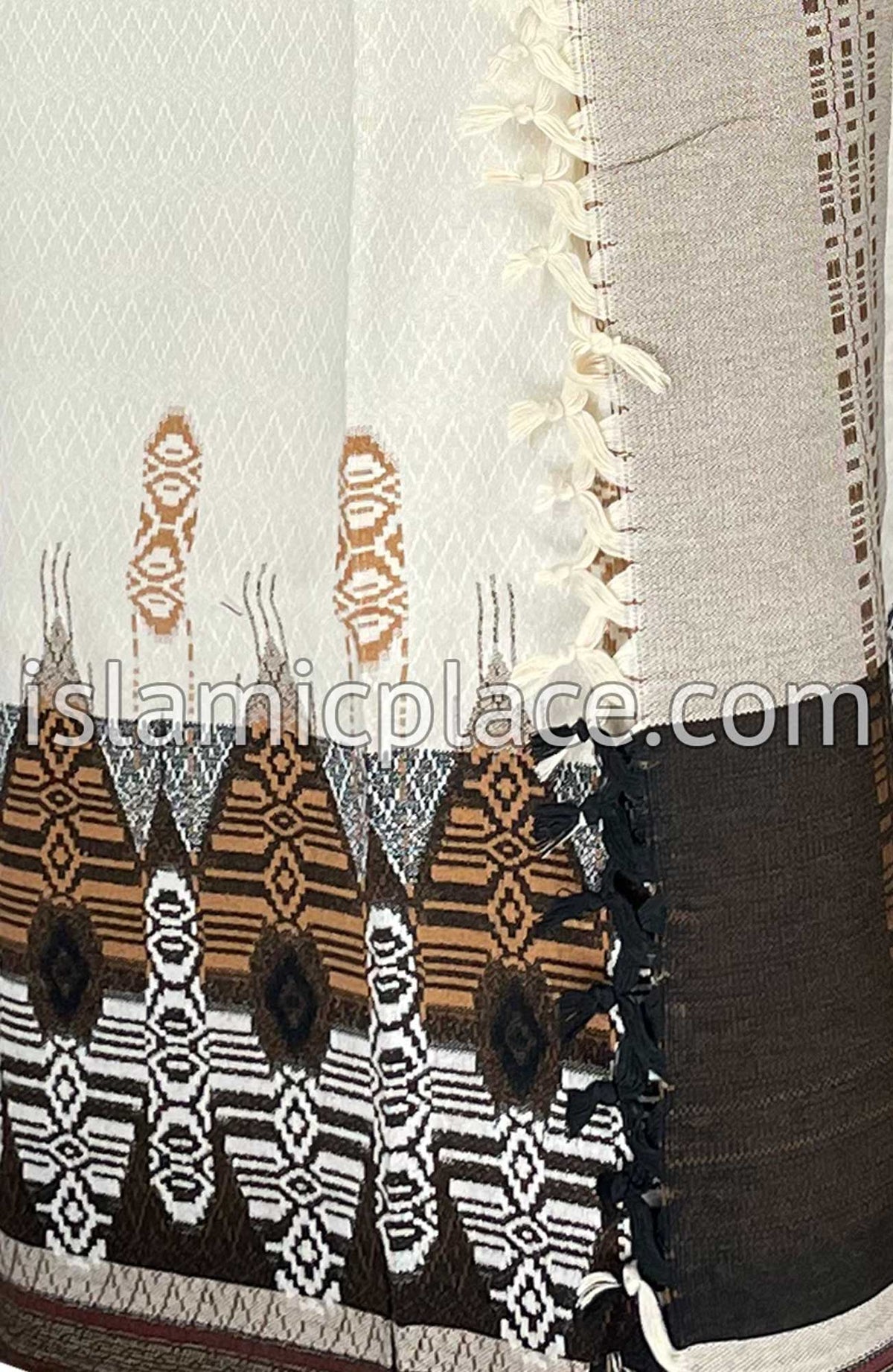 Cream and Brown - Musa Design Men Yemeni Lungi Izzar