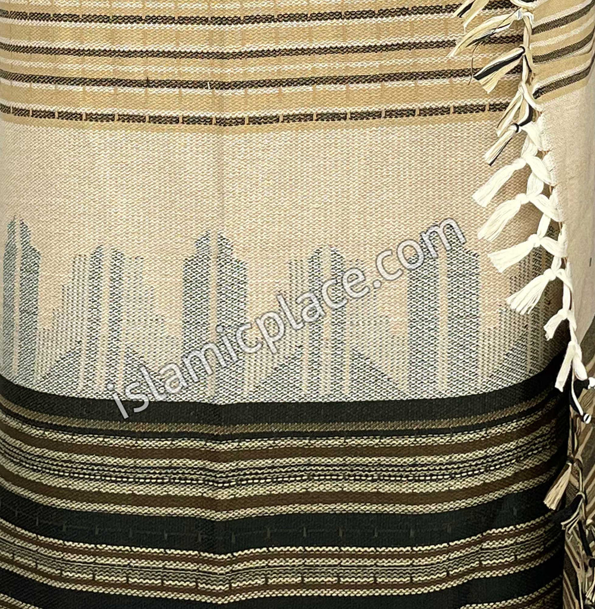 Cream with Brown and Black- Khalid Design Men Yemeni Lungi Izzar