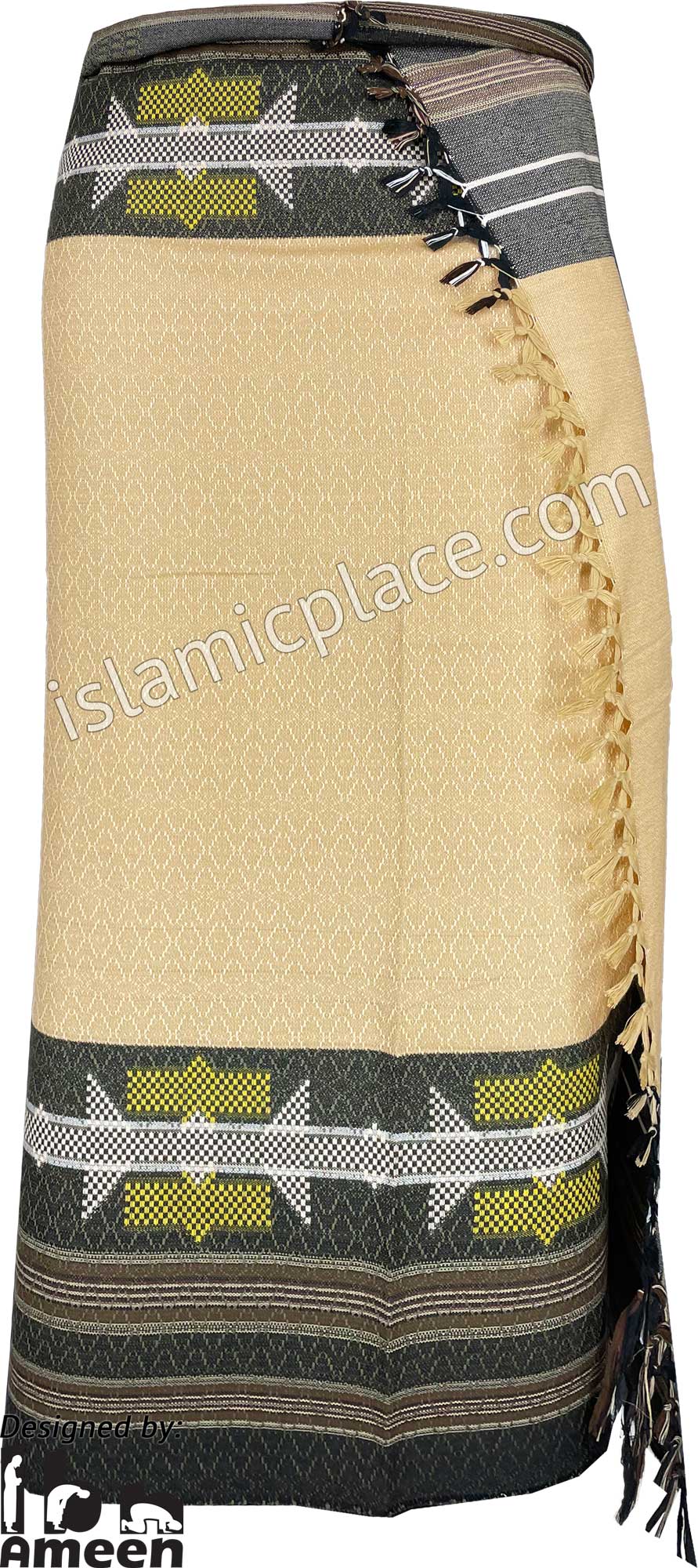 Sandstone with Olive Green and Black- Abu Bakr Design Men Yemeni Lungi Izzar