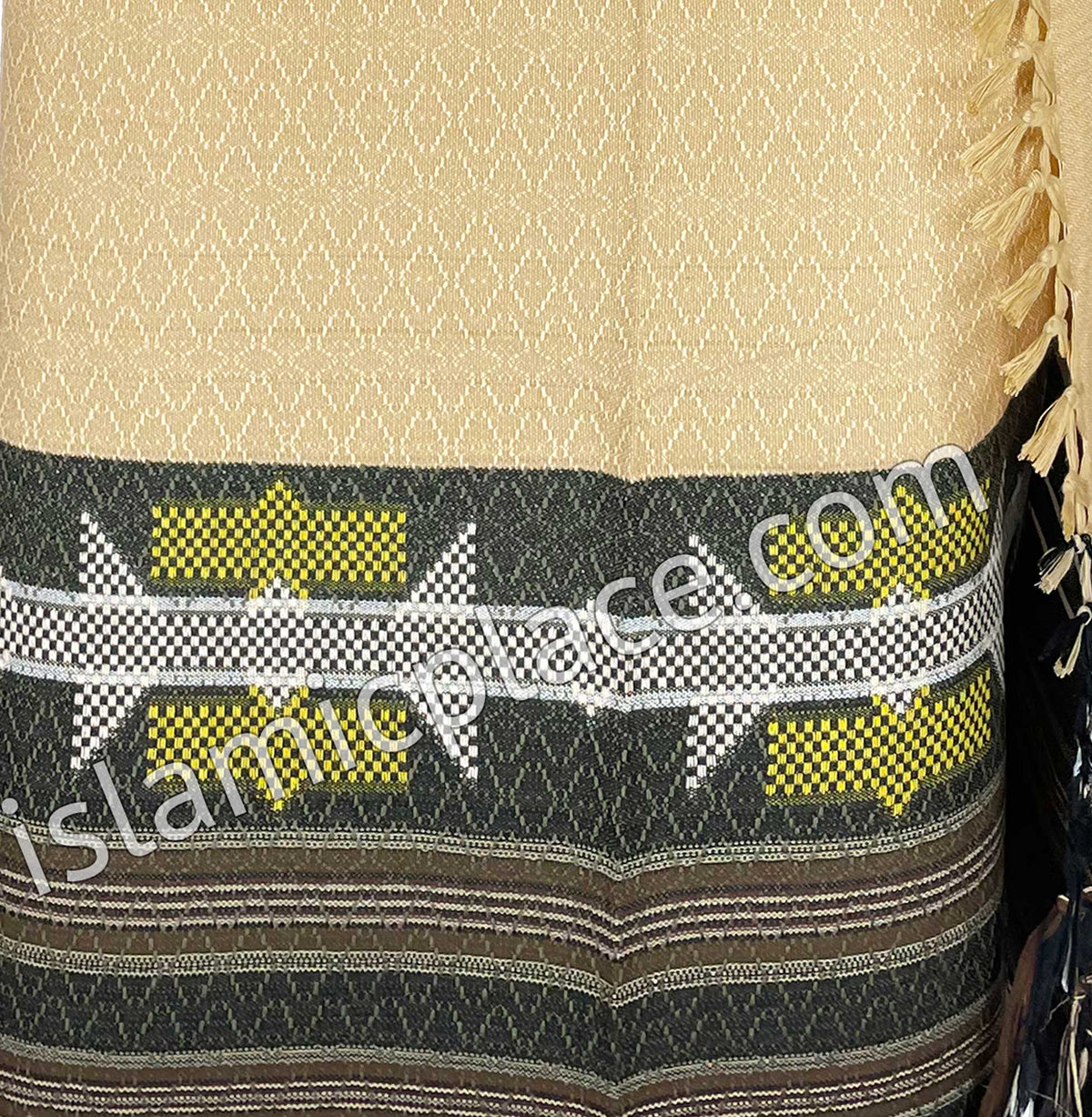Sandstone with Olive Green and Black- Abu Bakr Design Men Yemeni Lungi Izzar
