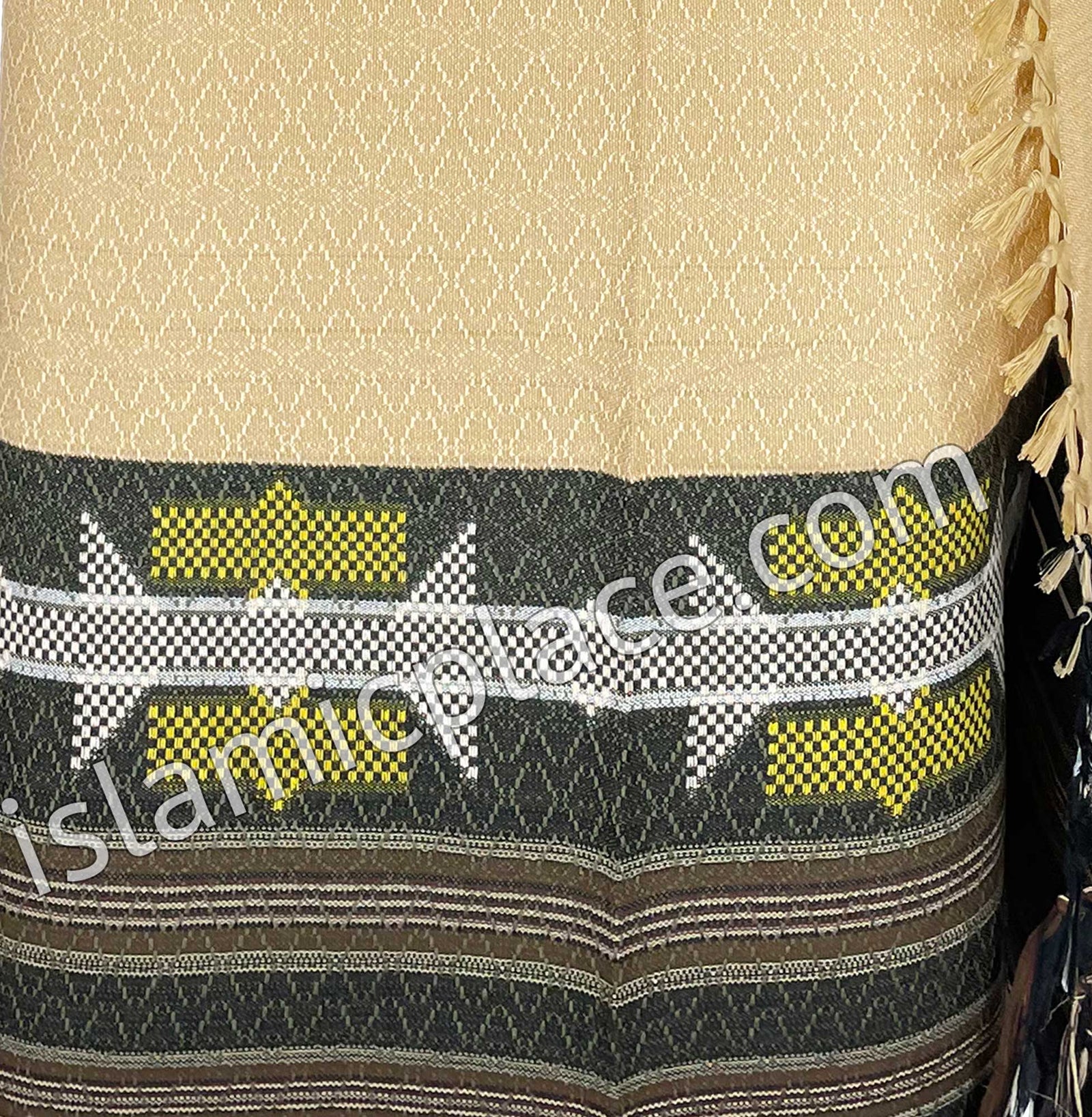 Sandstone with Olive Green and Black- Abu Bakr Design Men Yemeni Lungi Izzar