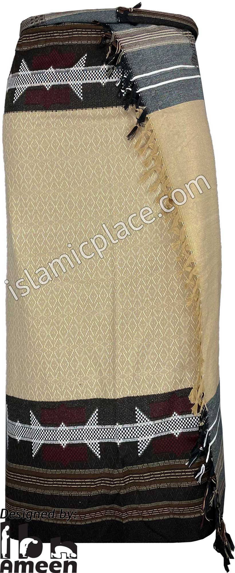 Sandstone and Black - Abu Bakr Design Men Yemeni Lungi Izzar