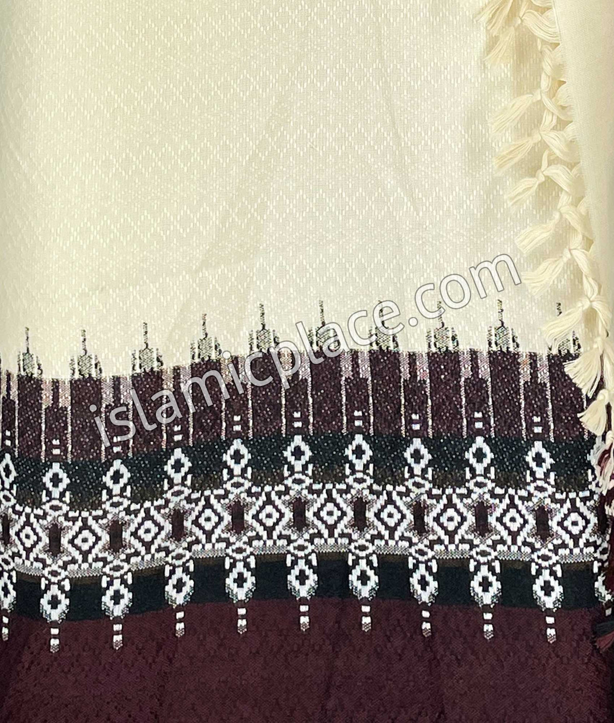 Cream and Burgundy - Bilal Design Men Yemeni Lungi Izzar